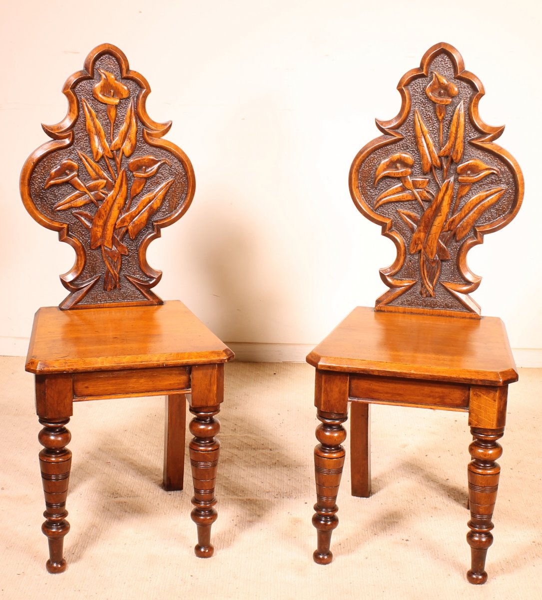 Pair Of  Hall Chairs Art Déco Early 20 Century-england