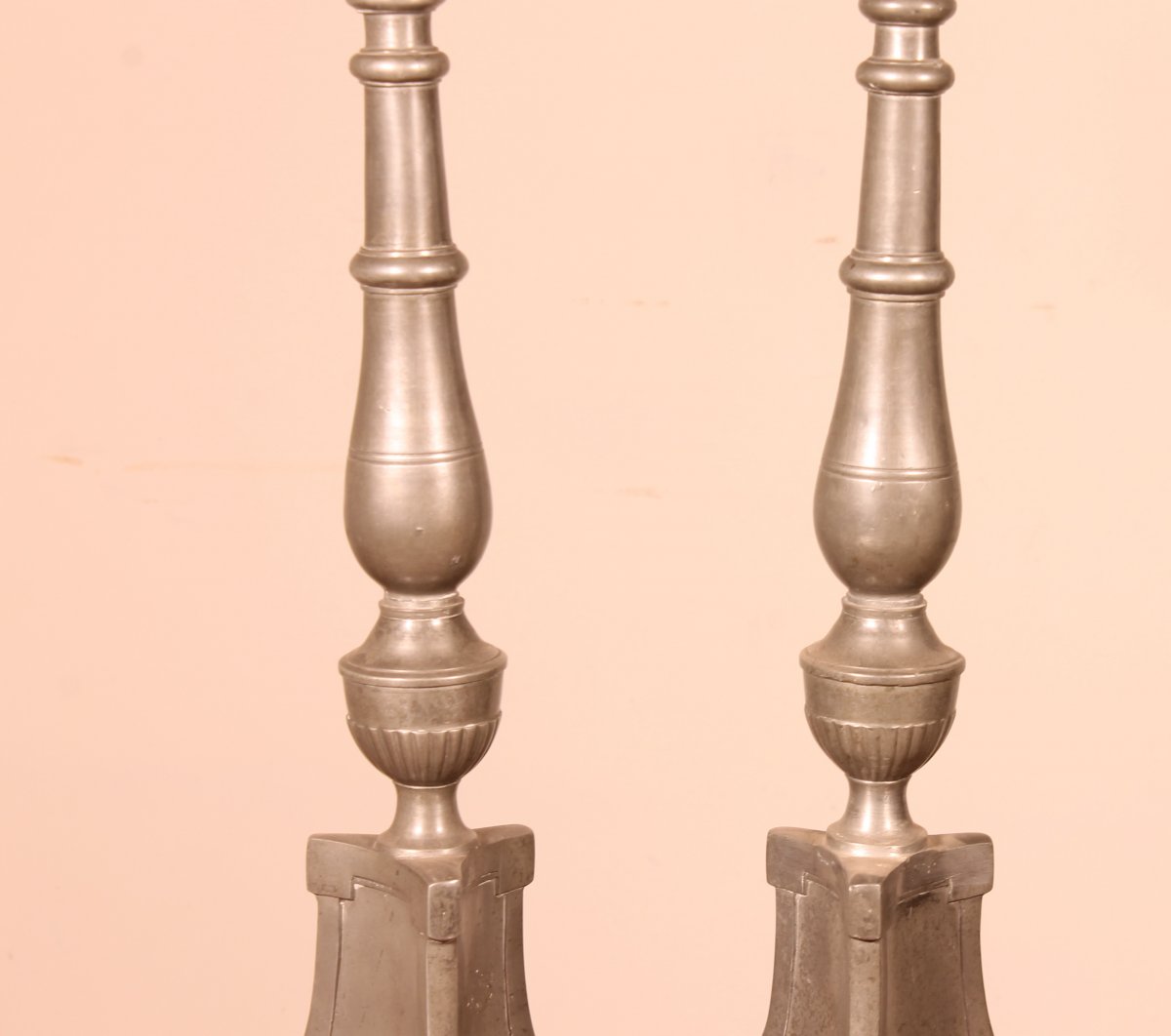 Pair Of Louis XIV Flambeau In Pewter 18siècle-photo-1