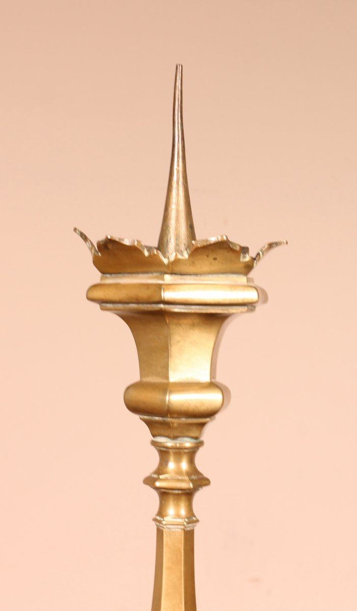 Italian Candlestick 17 ° Century In Bronze-photo-2