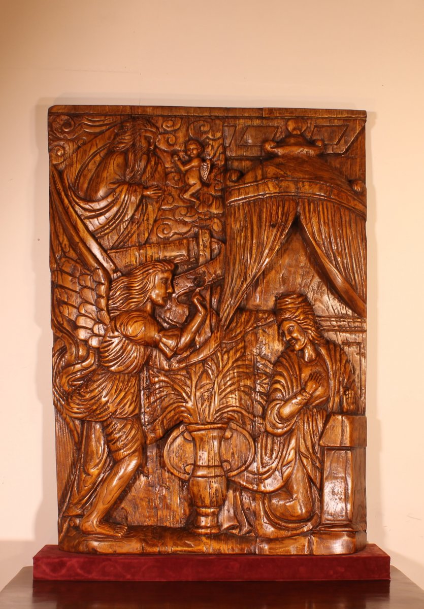 Retable Représentant l'Annonciation- Nord Du Portugal-circa 1600