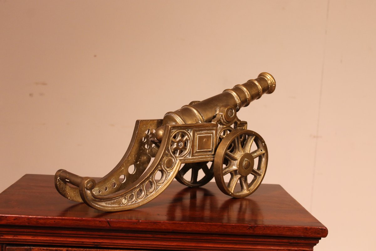 Petit Canon De Table Anglais  en Bronze-photo-4