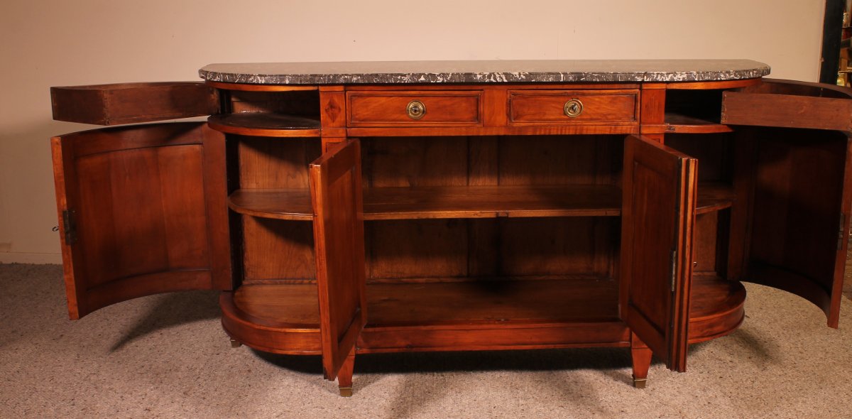 Louis XVI Buffet In Cherry Wood  With Marble Top-photo-2