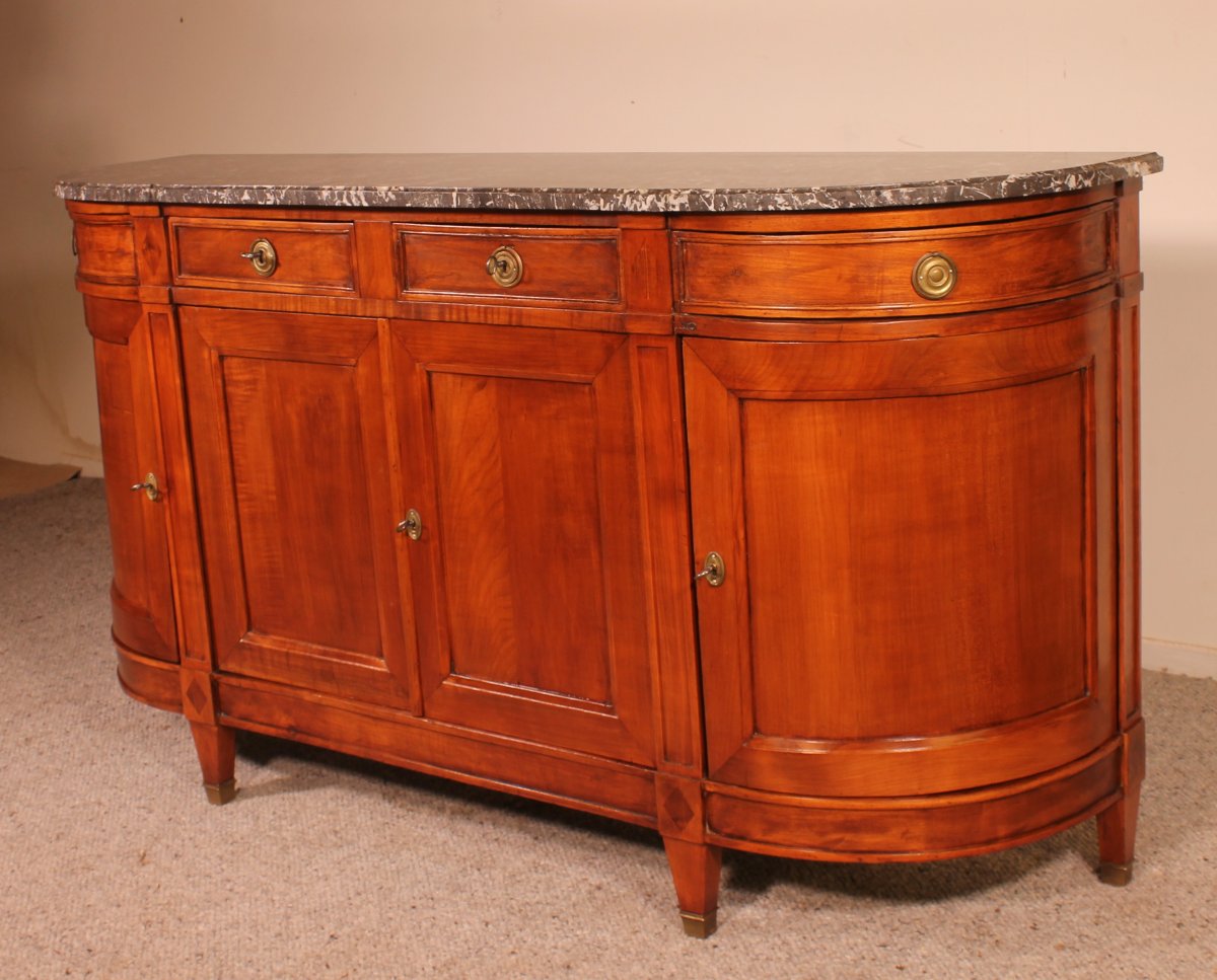 Louis XVI Buffet In Cherry Wood  With Marble Top-photo-3