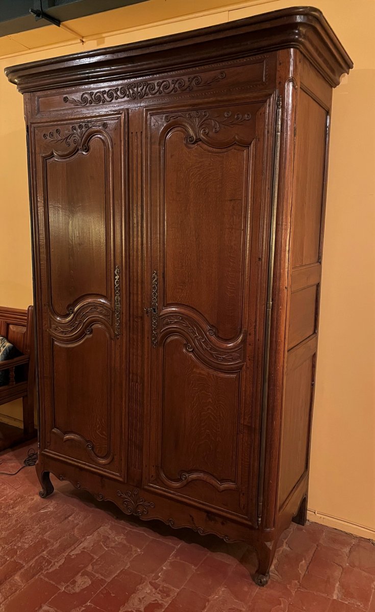 Louis XV French Wardrobe From Normandy In Oak -18 ° Century-photo-1