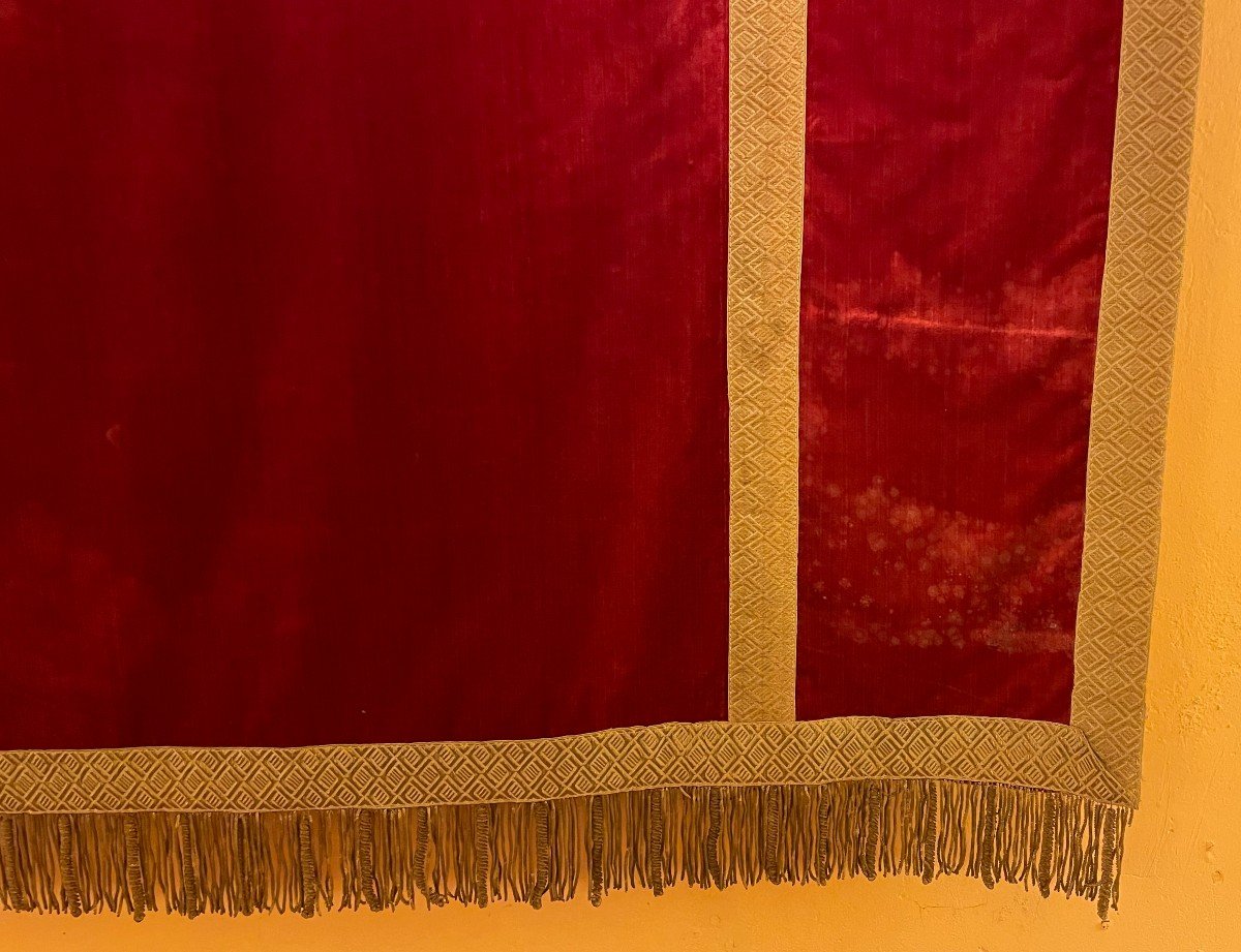 Back Of Altar-italy-19 ° Century-red Silk Velvet-photo-2