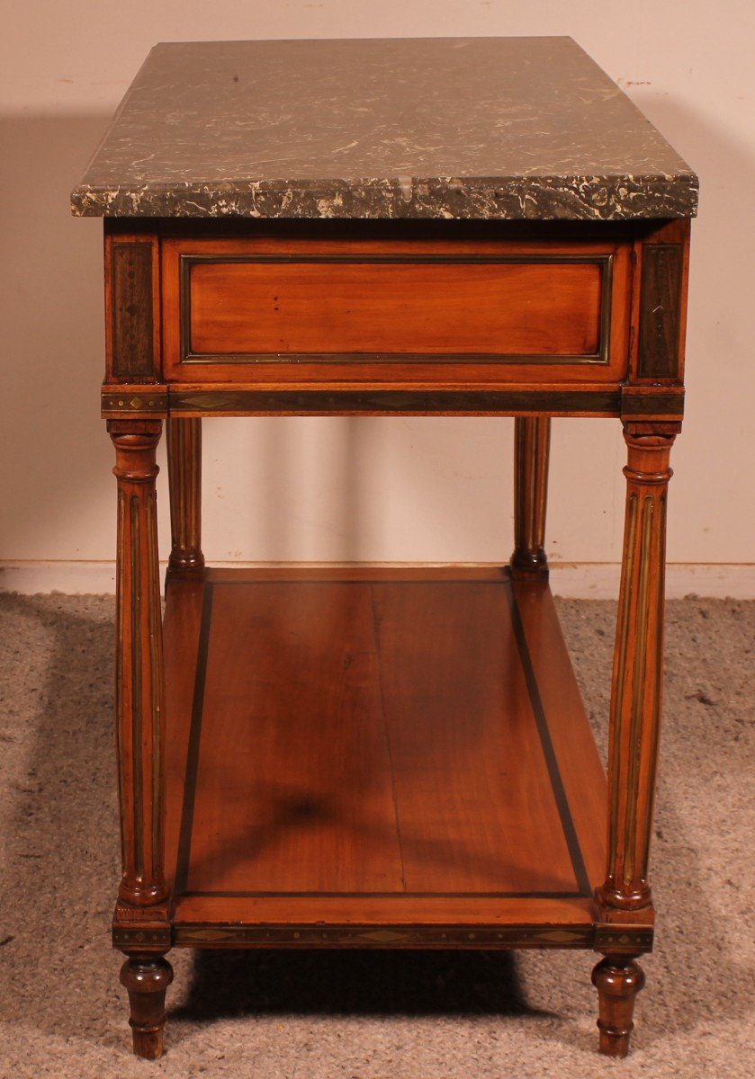 Louis XVI Console In Cherry Wood, 18th Century Stamped Lm Pluvinet-photo-5