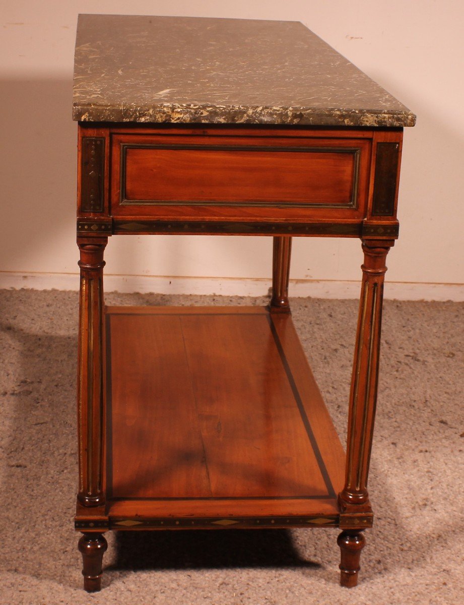 Louis XVI Console In Cherry Wood, 18th Century Stamped Lm Pluvinet-photo-7