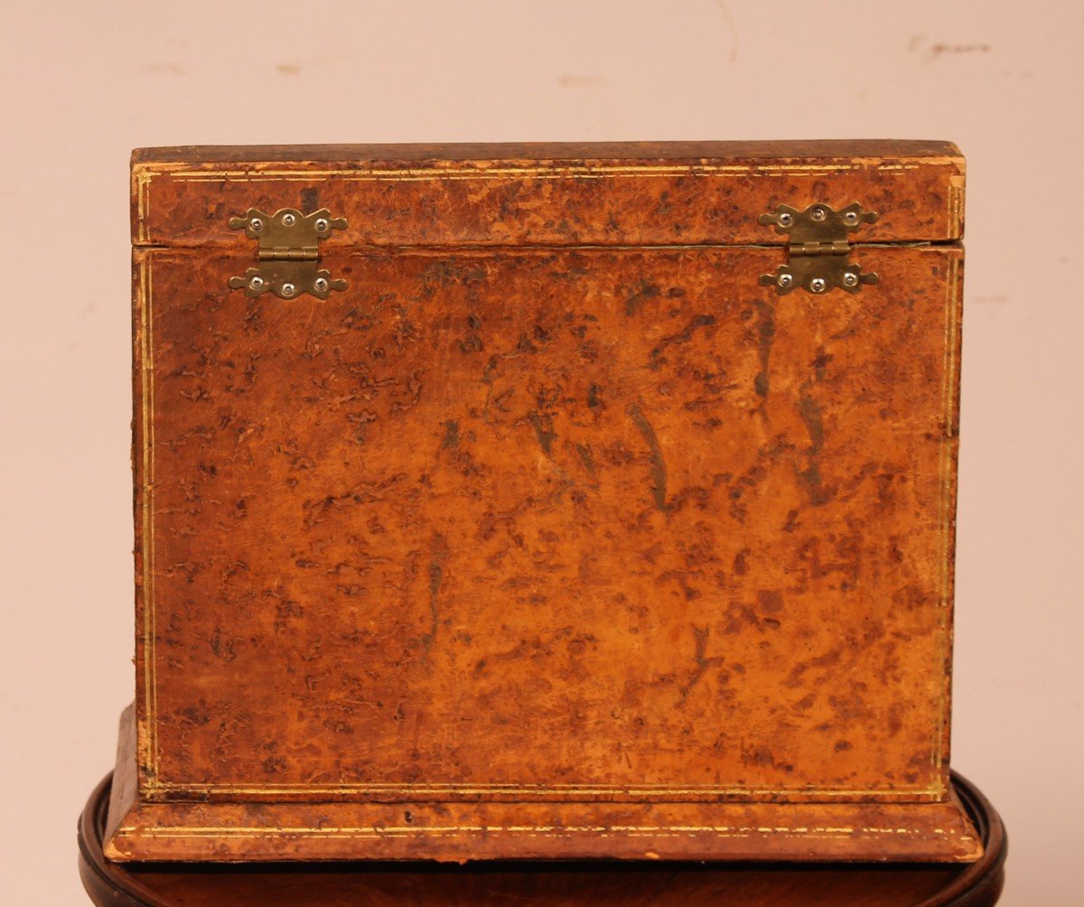 Letter Rack Or Stationery Rack In Leather From The 19th Century-france-photo-3