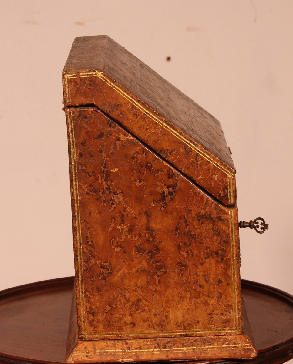 Letter Rack Or Stationery Rack In Leather From The 19th Century-france-photo-4