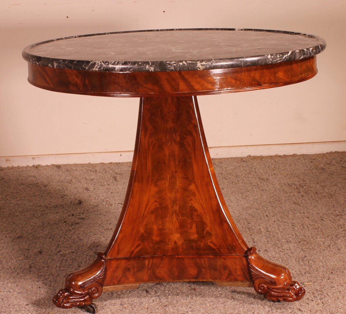 Empire Pedestal Table With Its Saint-anne Marble-photo-3