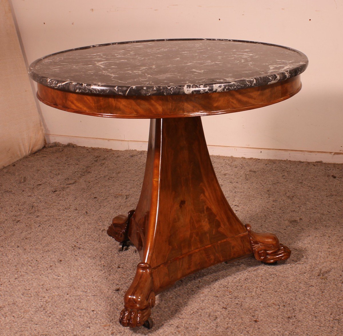 Empire Pedestal Table With Its Saint-anne Marble-photo-6