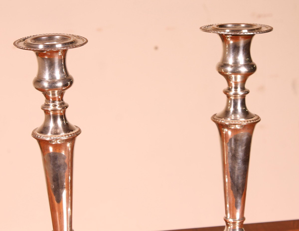 Pair Of Victorian Silver Plated Candlesticks -photo-2