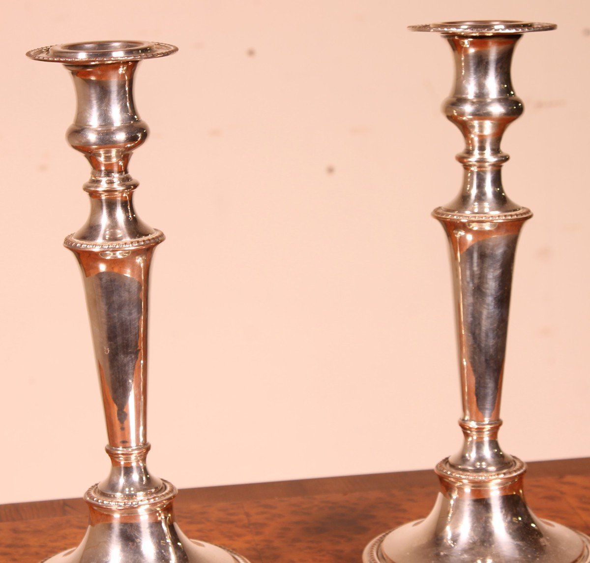 Pair Of Victorian Silver Plated Candlesticks -photo-4