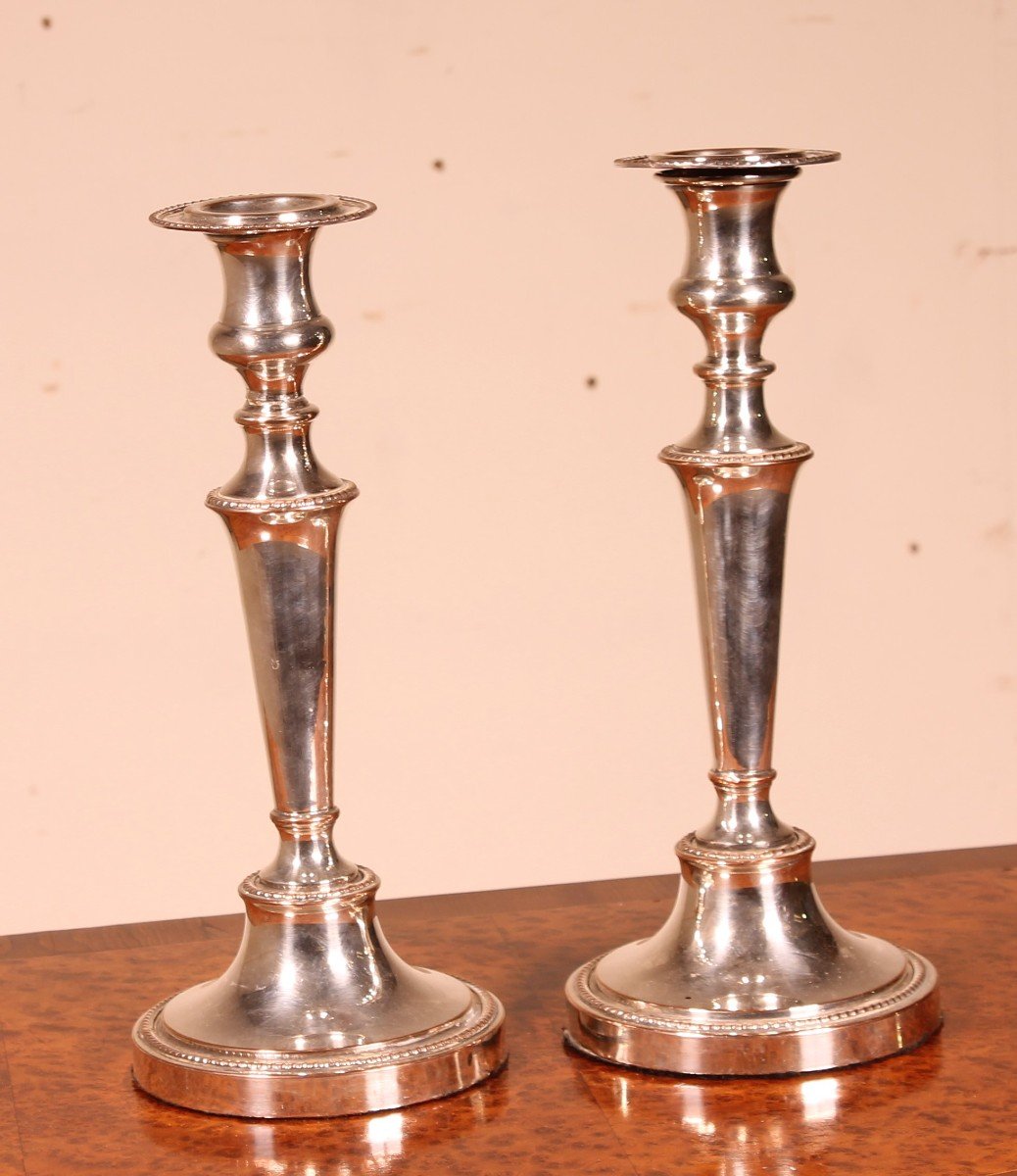 Pair Of Victorian Silver Plated Candlesticks 