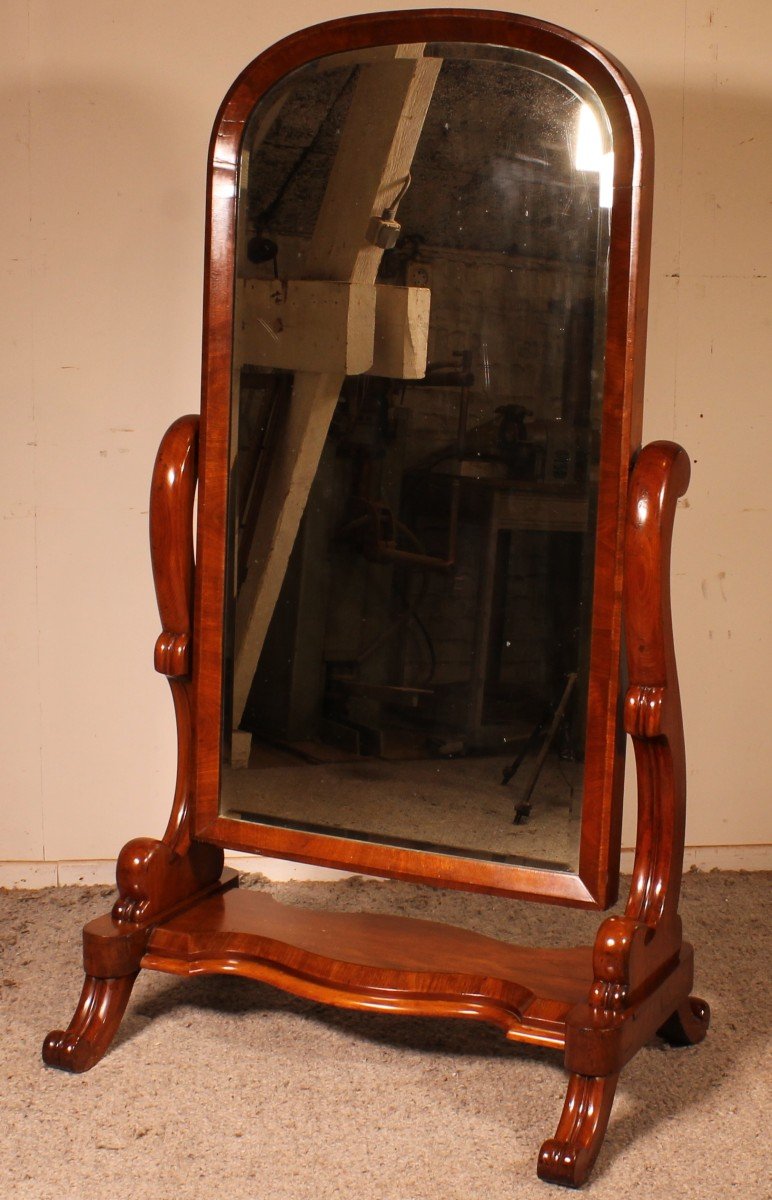 Cheval Mirror In Mahogany-19 ° Century-photo-4