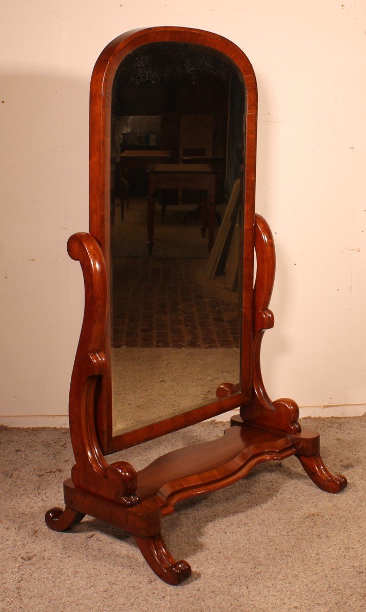 Cheval Mirror In Mahogany-19 ° Century-photo-5