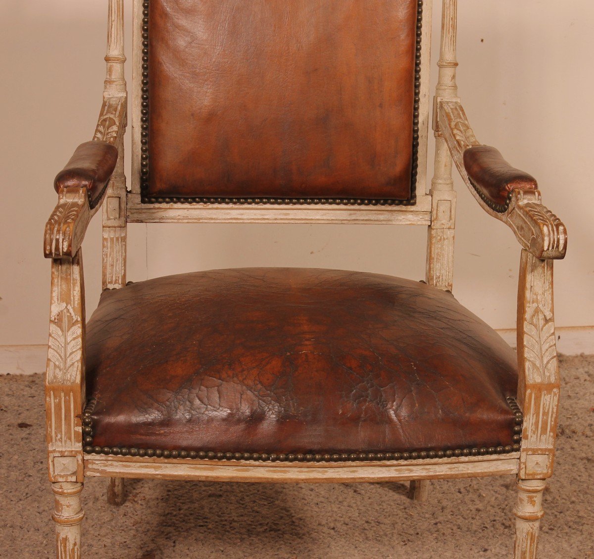 Louis XVI Armchair In Polychrome Wood -18 Century-photo-3