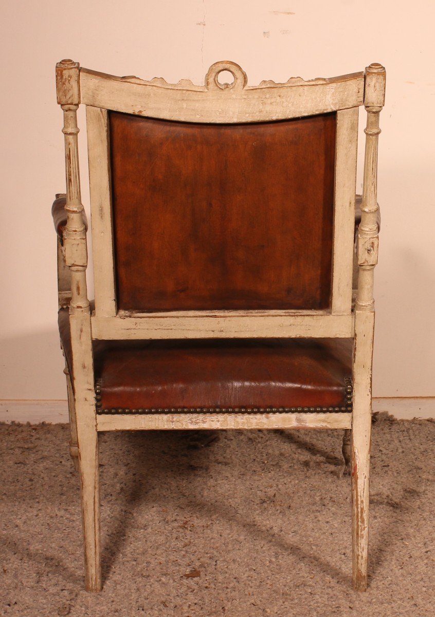 Louis XVI Armchair In Polychrome Wood -18 Century-photo-3