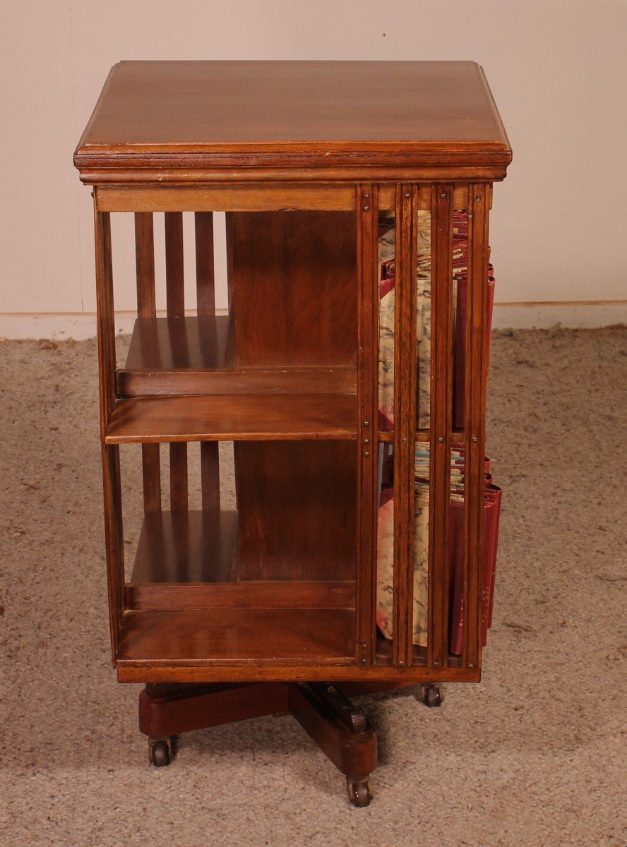Revolving Bookcase In Walnut-19 ° Century-photo-1