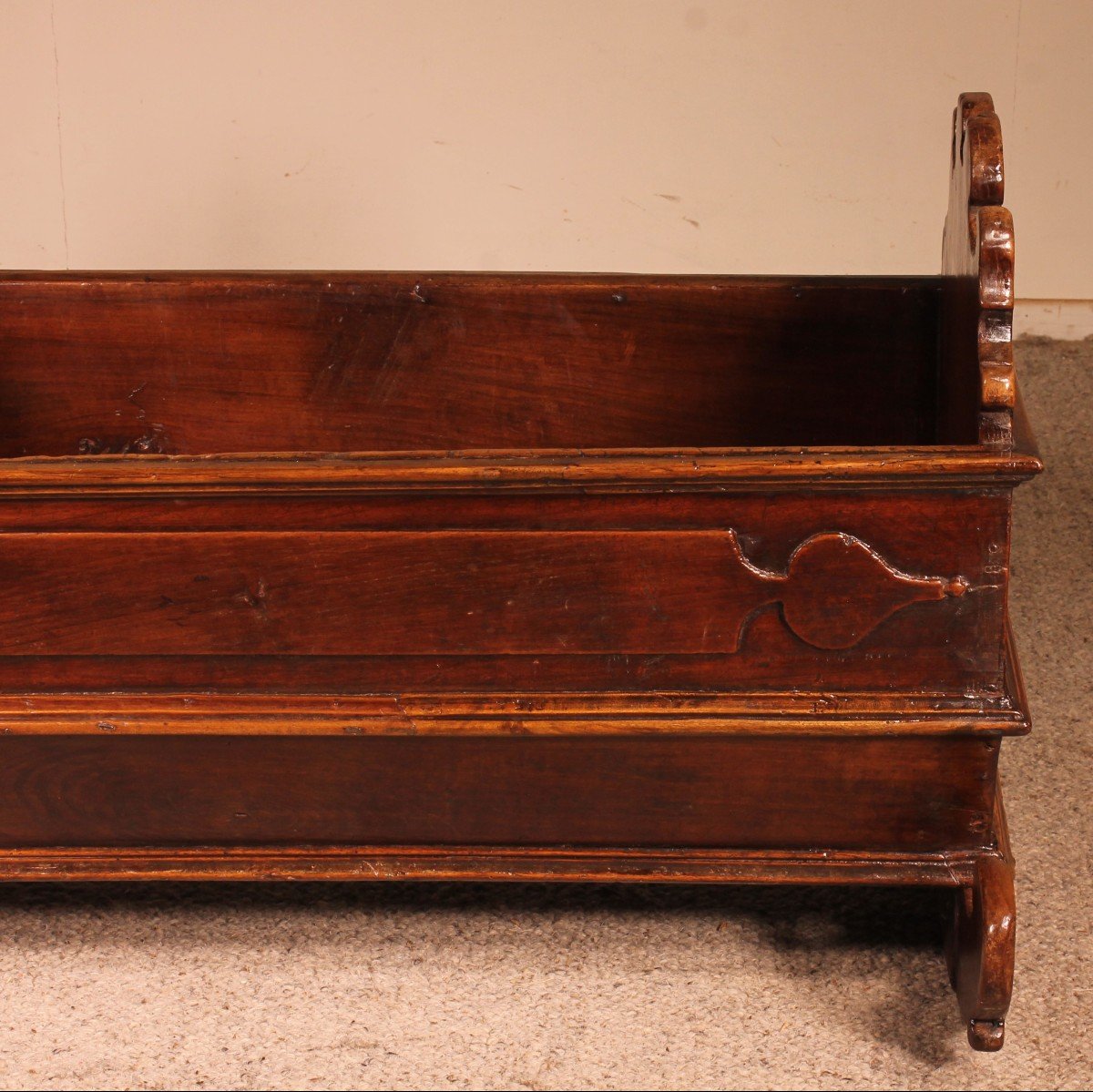 Italian Cradle In Walnut 17 ° Century-photo-2