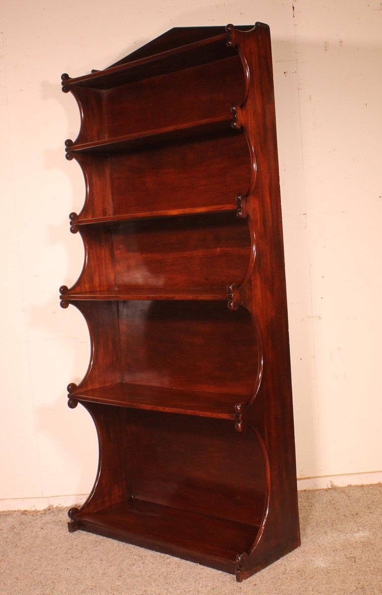 Open Bookcase Called Waterfall In Mahogany From The 19th Century-photo-2