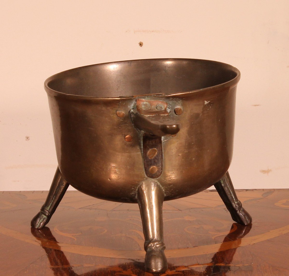17th Century Tripod Apothecary Skillet Dated 1698 From The Ward Rvmens Family-photo-1