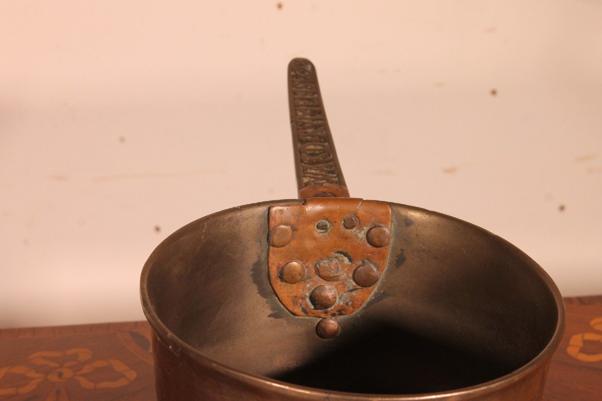 17th Century Tripod Apothecary Skillet Dated 1698 From The Ward Rvmens Family-photo-2