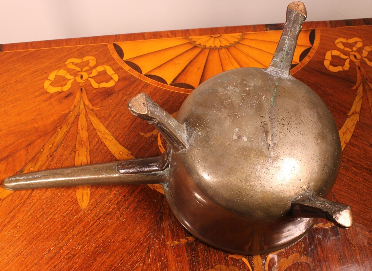 17th Century Tripod Apothecary Skillet Dated 1698 From The Ward Rvmens Family-photo-5