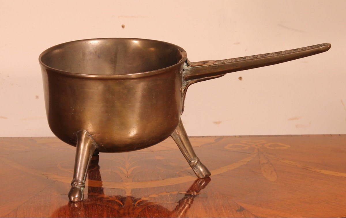 17th Century Tripod Apothecary Skillet Dated 1698 From The Ward Rvmens Family