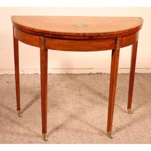 George III Inlaid & Hand Painted Satinwood Console/  Card Table -ireland