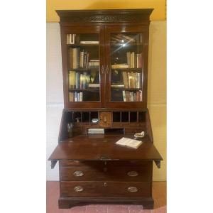 Glazed Secretary From The 18th Century In Mahogany-england