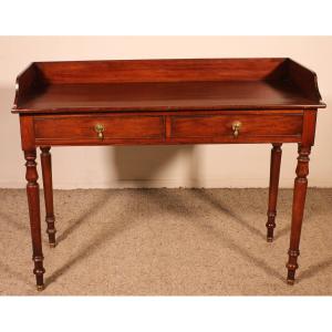 Small Writing Table With Two Drawers In Mahogany 19th Century