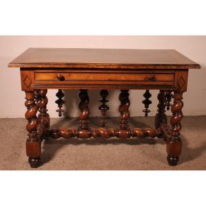 Louis XIII Period Center Table Or Console  In Walnut -early 17 Century