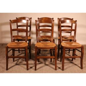 Set Of 6 Oak French Chairs