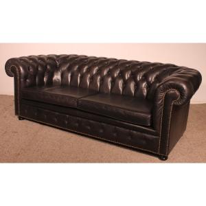 Canapé Chesterfield En Cuir Noir