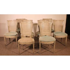 Set Of 12 Louis XVI Style Chairs In Polychrome Wood - 19th Century