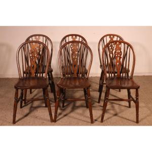 Série De 6 Chaises Windsor Wheelback Du 19° Siècle