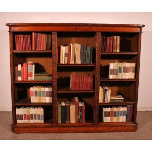 Large Open Bookcase In Oak - 19th Century