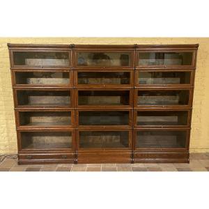 Mur De Bibliothèque de 3 modules Globe Wernicke En Chêne -19° Siècle