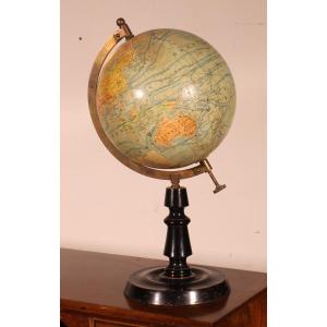 Small Terrestrial Globe By J. Forest, Published By Girard & Barrière, Early 20th Century