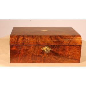 19th Century Burl Walnut Writing Slope