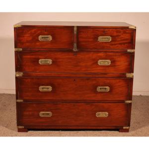 Mahogany Military Or Campaign Chest Of Drawers - 19th Century