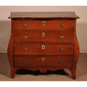 Small Dutch Curved Oak Chest Of Drawers - 18th Century