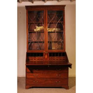 18th Century Mahogany Secretary With Bookcase-england