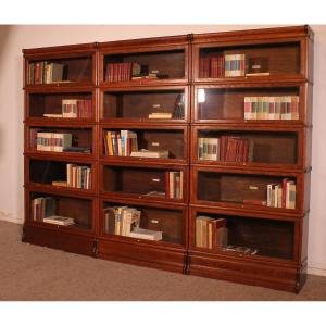 A Set Of 3 Globe Wernicke Oak Bookcases -19th Century