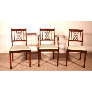 2 chaises et 1 fauteuil de style hepplewhite en acajou (ensemble de bureau)