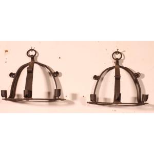 Pair Of Medieval-style Wrought-iron Sconces
