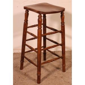tabouret haut de bar en orme du 19° siècle