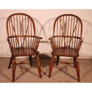 Paire De Fauteuils Windsor Anglais du 19° siècle
