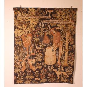 tapisserie représentant la pesée et l'art de forger